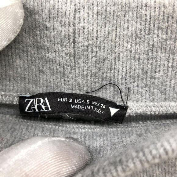 Zara Wide Leg Sweater Pants Womens S Gray Pull On Knit Fleece Soft Lounge - Picture 5 of 9